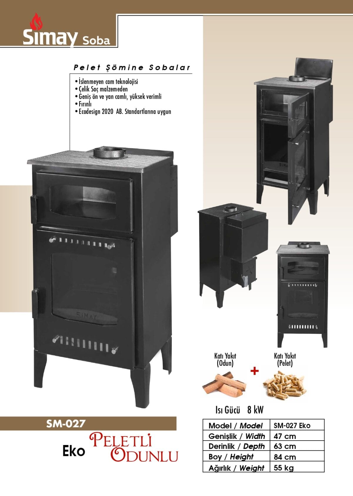 Peletli Odunlu Soba EKO (SM-027) - Görsel 2