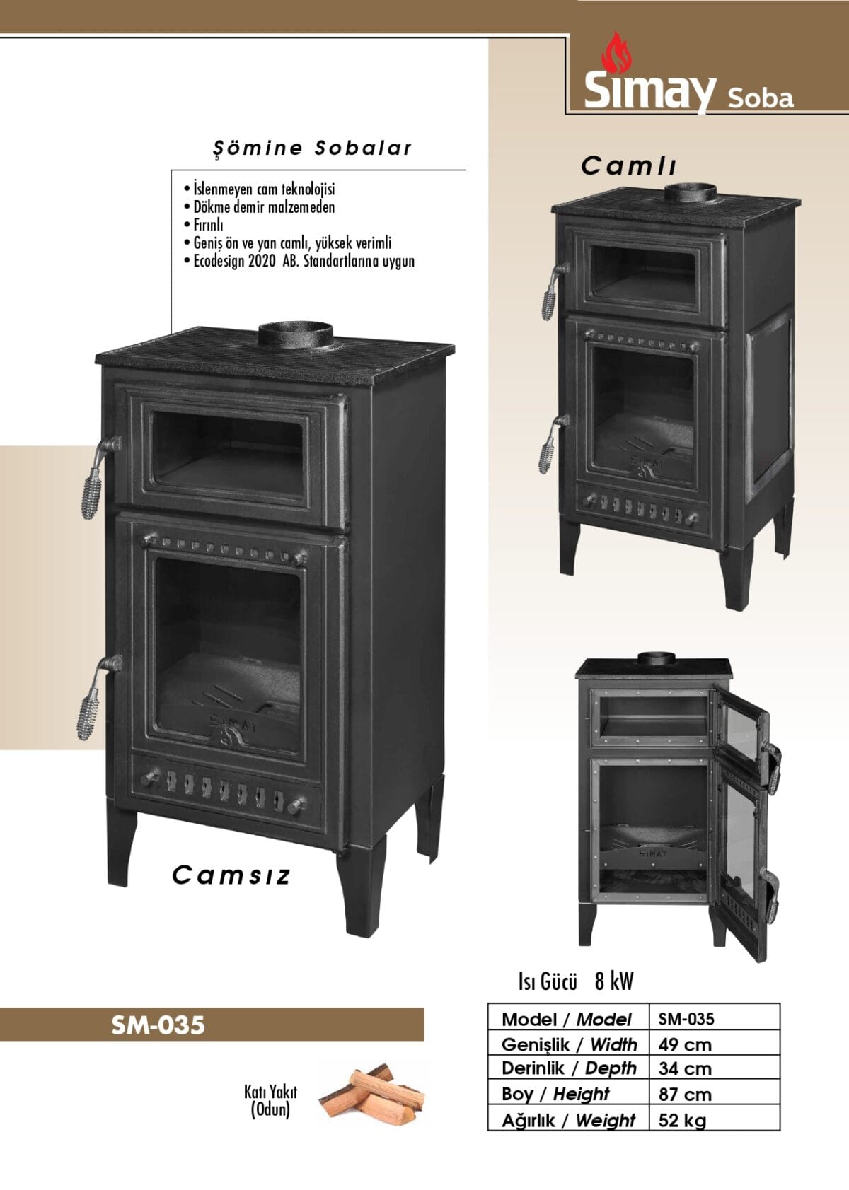 Dökme Odunlu Soba Camlı (SM-035) - Görsel 3